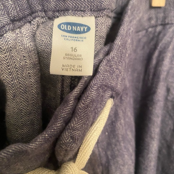 Nwot old navy cropped linen blend elastic waistband size 16 blue - Picture 4 of 5